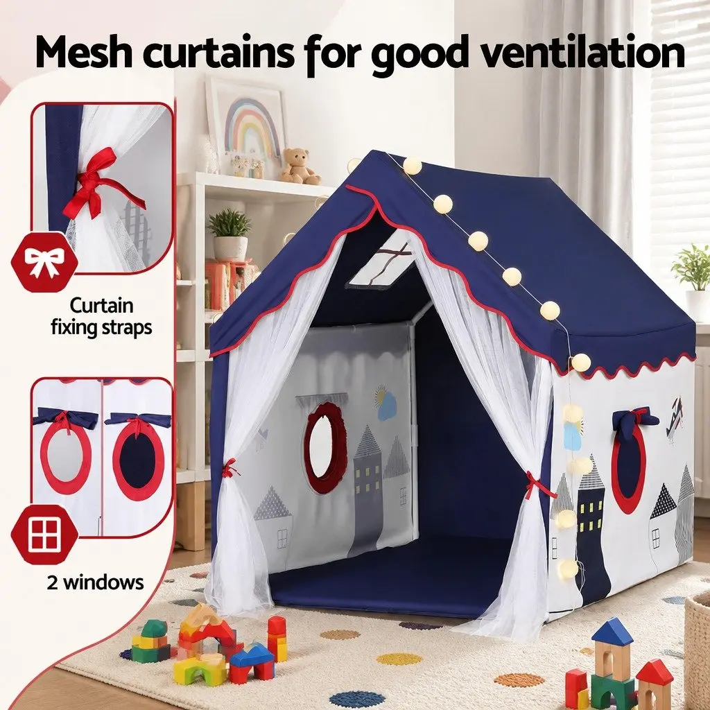 Kids Play Tent Polyester Fabric 134x103cm Blue