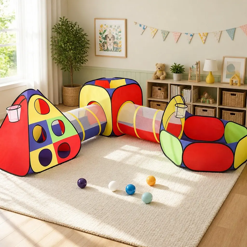 Kids Play Tent Teepee with Crawl Tunnel and Ball Pit
