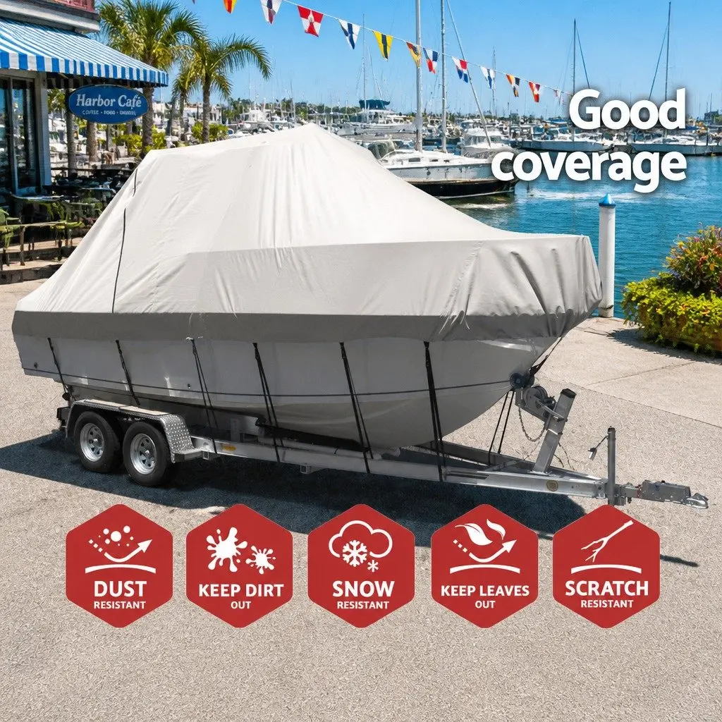 Boat Cover 600D Polyester 17-19ft Grey