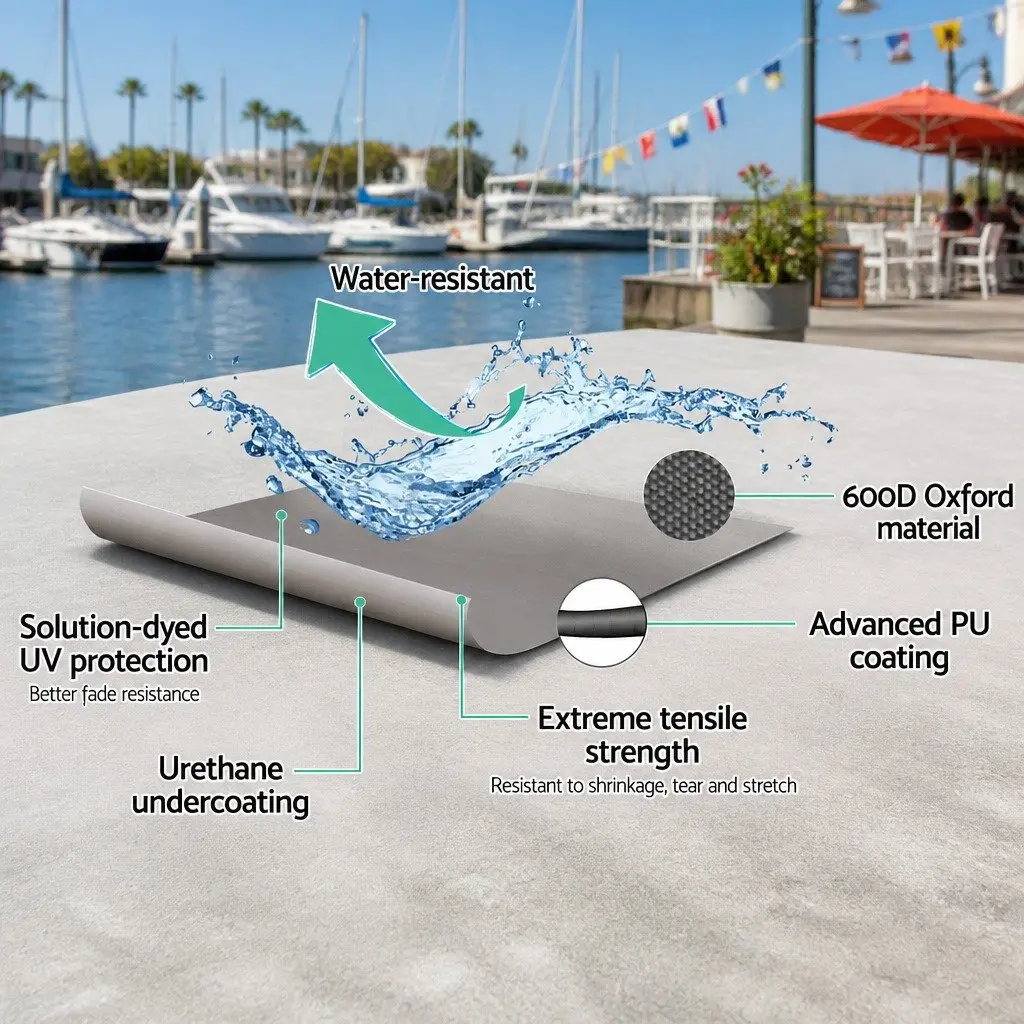 Boat Cover 600D Polyester 17-19ft Grey