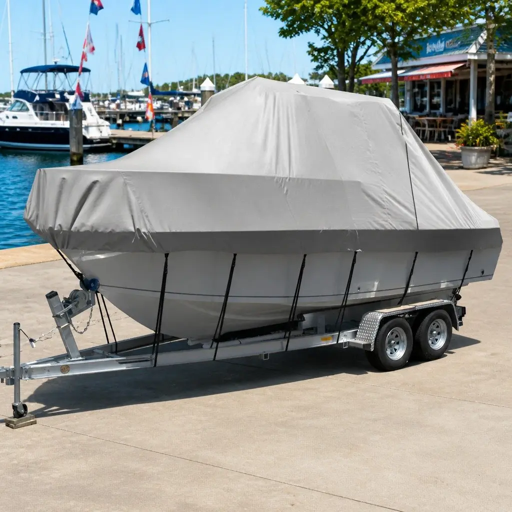 Boat Cover 600D Polyester 17-19ft Grey