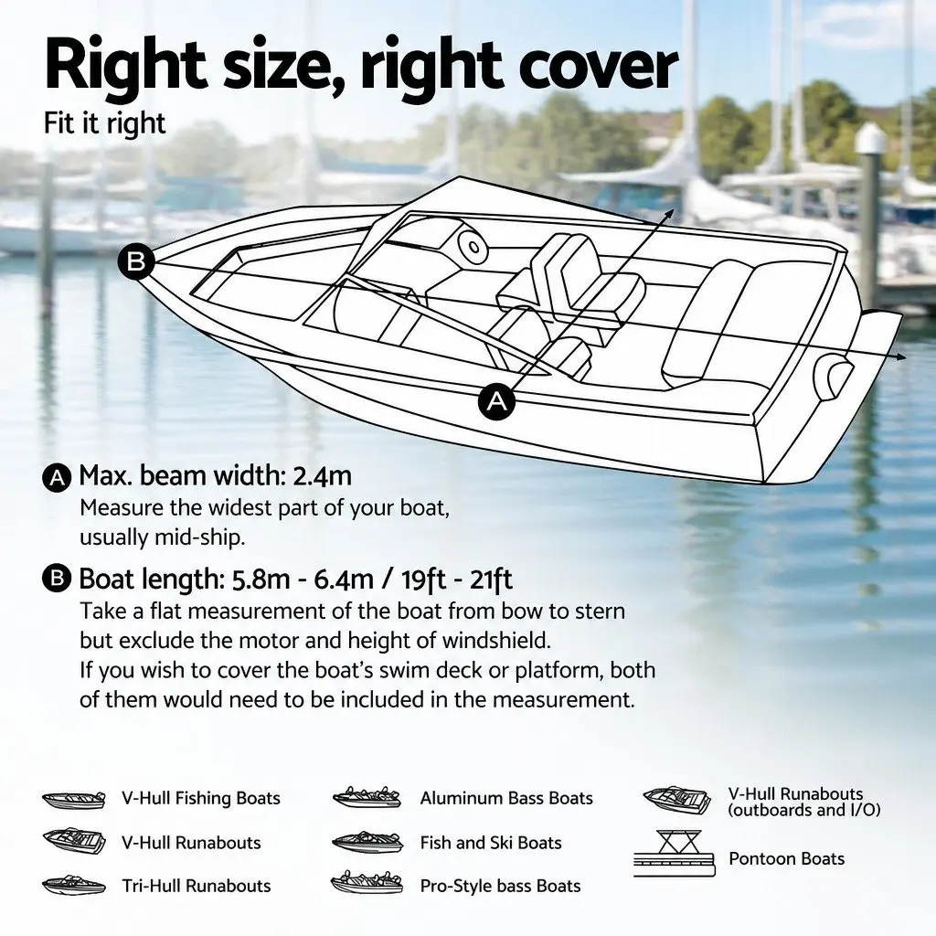 Heavy-Duty Boat Cover for 19-21ft Trailerable Vessels