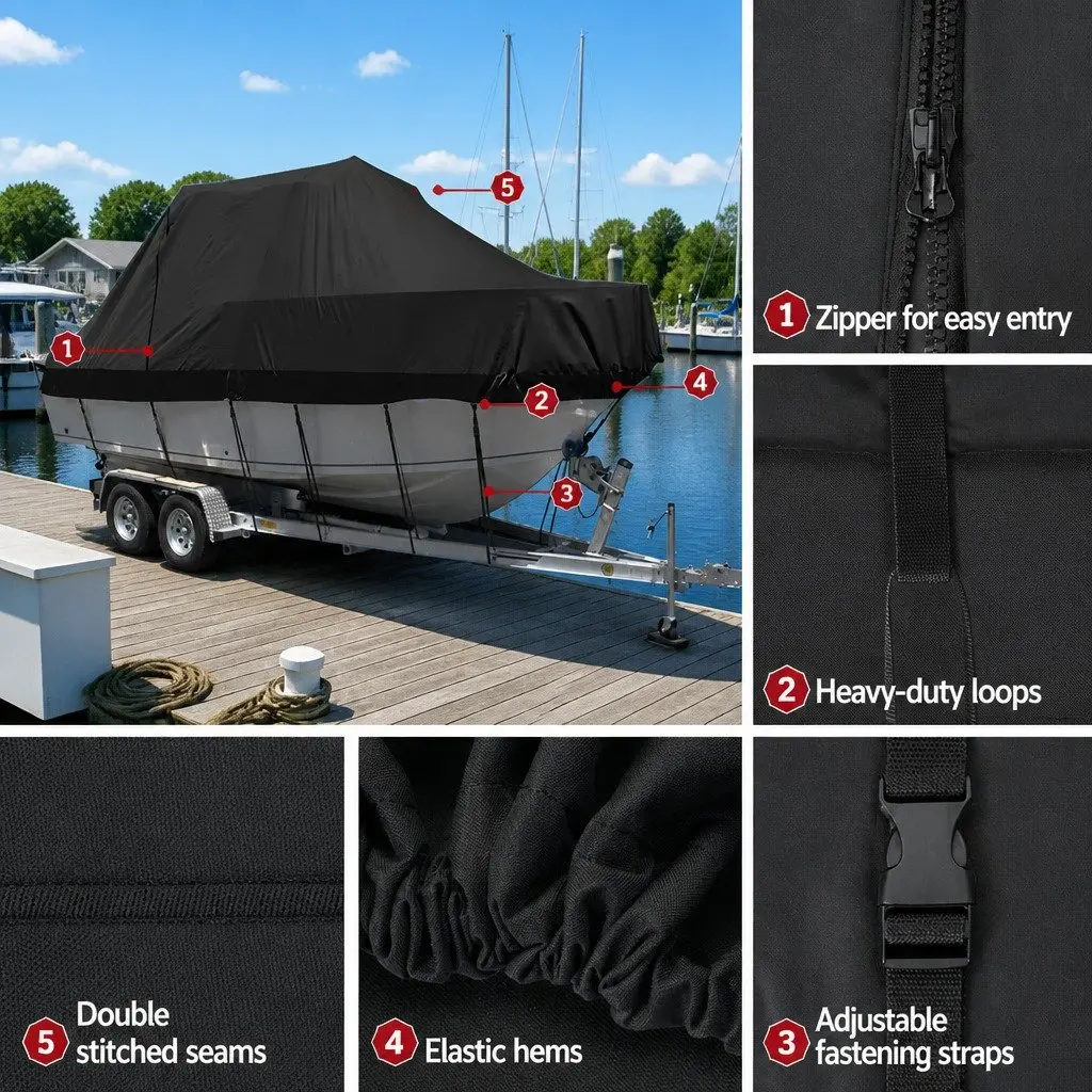 Heavy-Duty Boat Cover for 19-21ft Trailerable Vessels