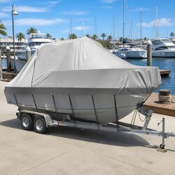 Heavy Duty Grey Waterproof Boat Cover for 21-23ft