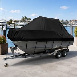 Boat Cover 25-27ft Trailerable Jumbo Marine 600D Heavy Duty Black Water