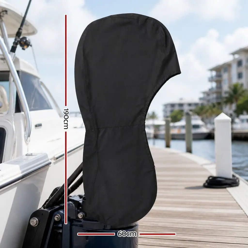 Outboard Motor Cover 600D Polyester Black 100HP 150HP Full Protection Dust Rain UV