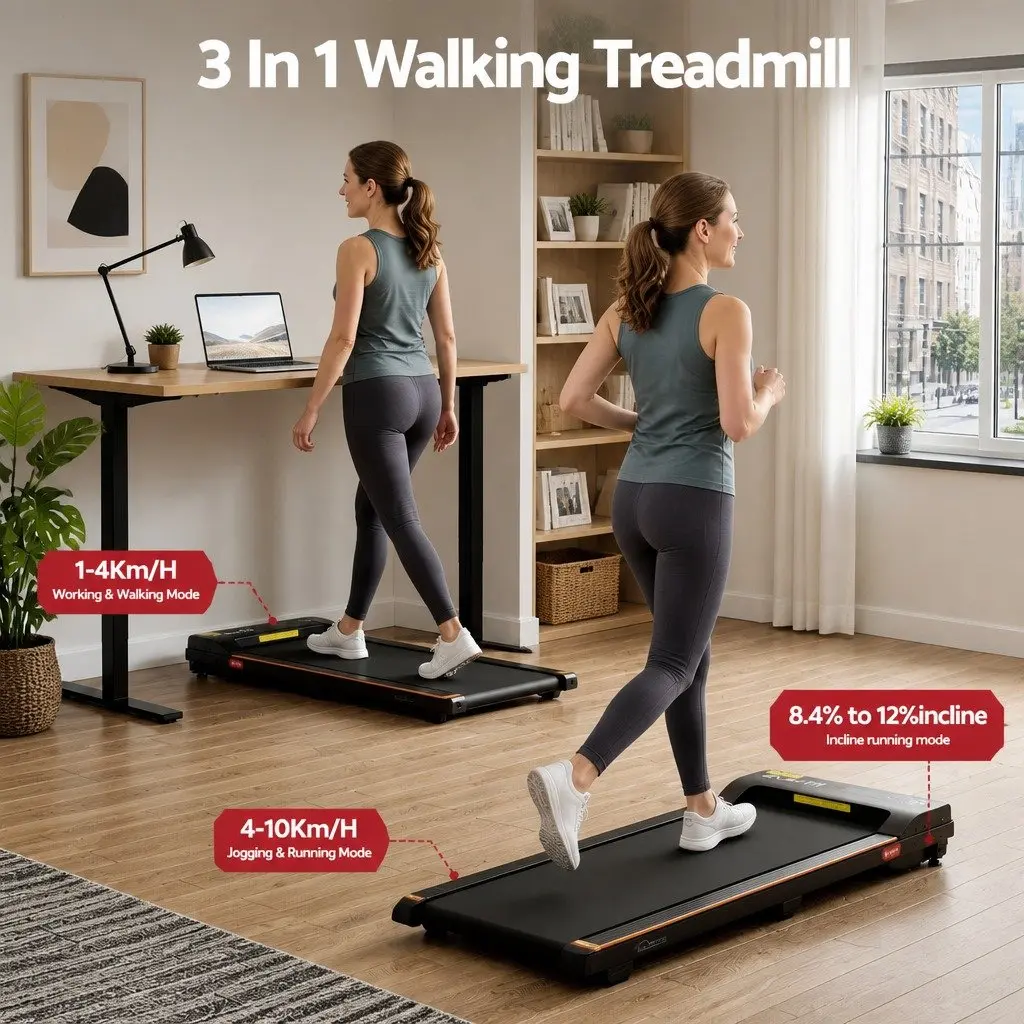 3 in 1 Treadmill Walking Pad 90 x 38 cm Black Orange
