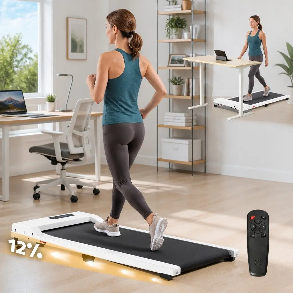 3-in-1 Walking Pad Treadmill with 12% Incline White