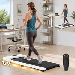 3-in-1 Walking Pad Treadmill with 12% Incline White