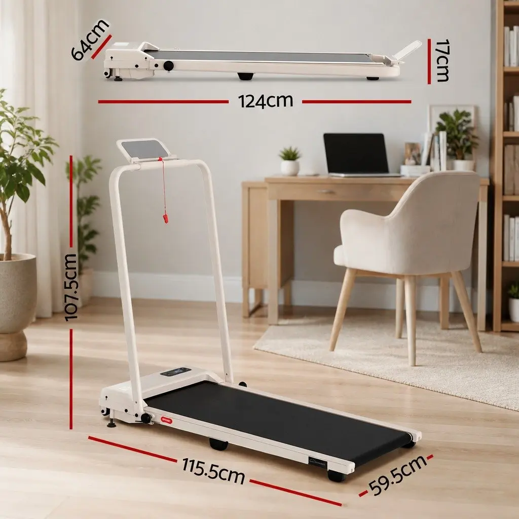 3-in-1 Walking Pad Treadmill Beige 90x38cm Foldable Under Desk Home Gym
