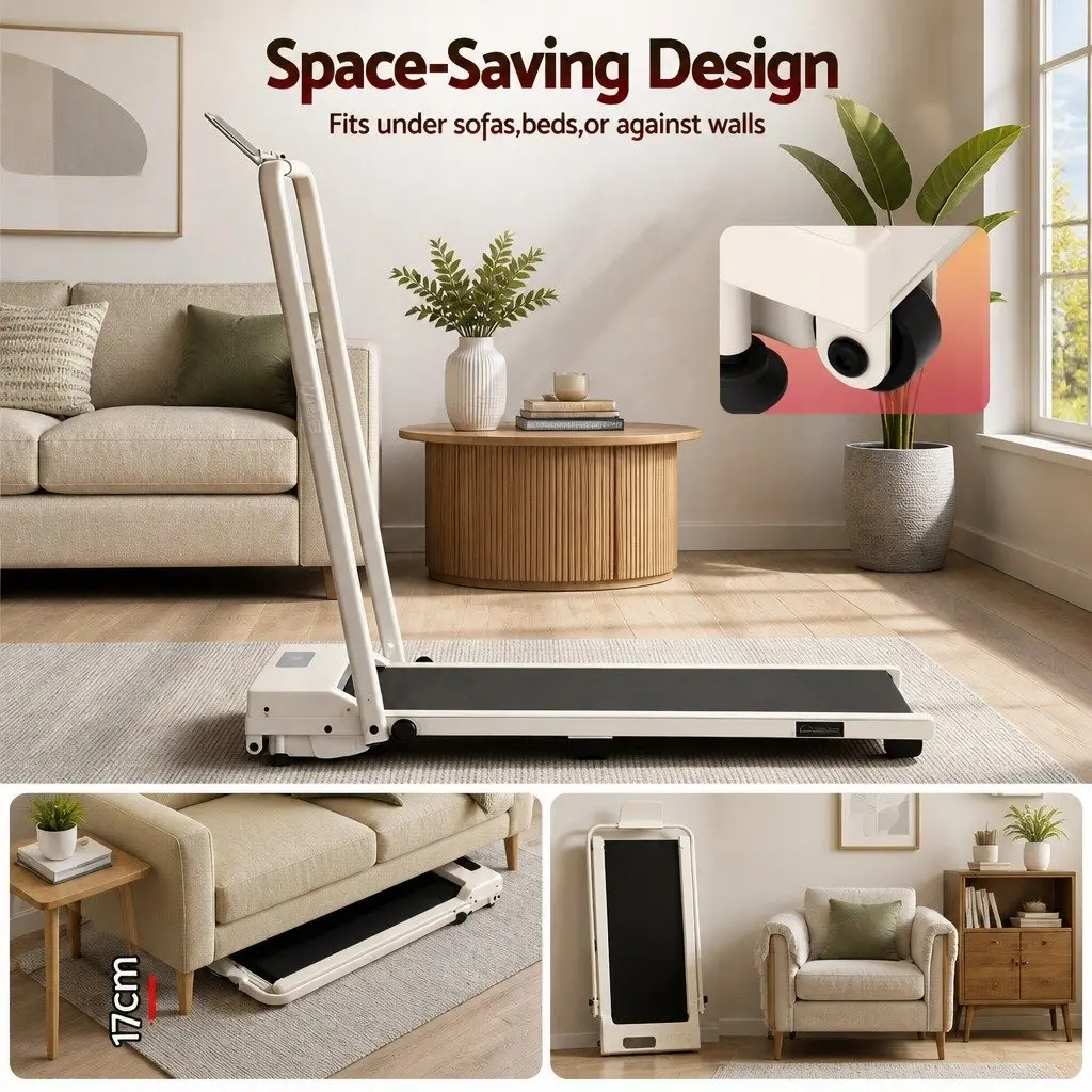3-in-1 Walking Pad Treadmill Beige 90x38cm Foldable Under Desk Home Gym