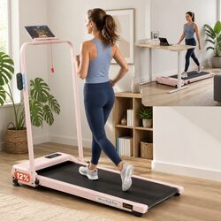 3-in-1 Walking Pad Treadmill with 12% Incline - Pink