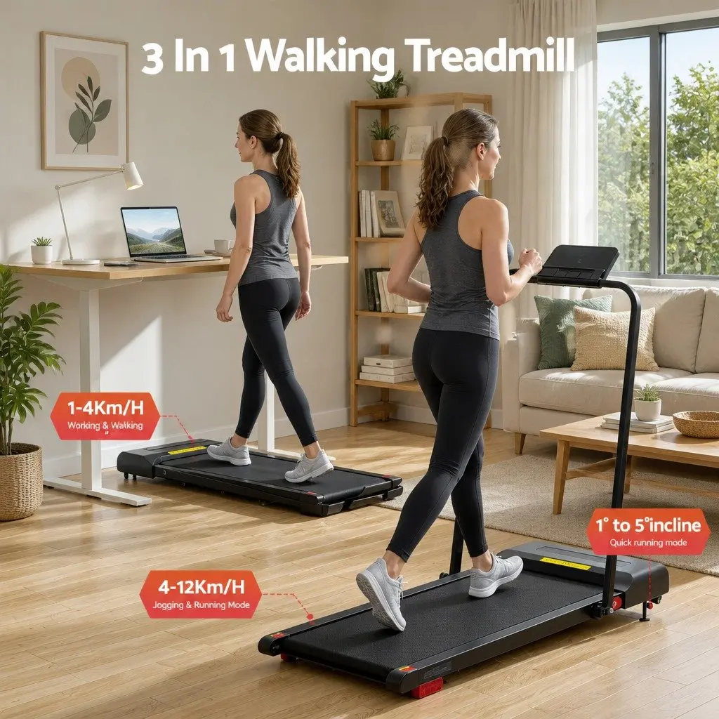 Foldable Electric Walking Pad Treadmill 380mm Black
