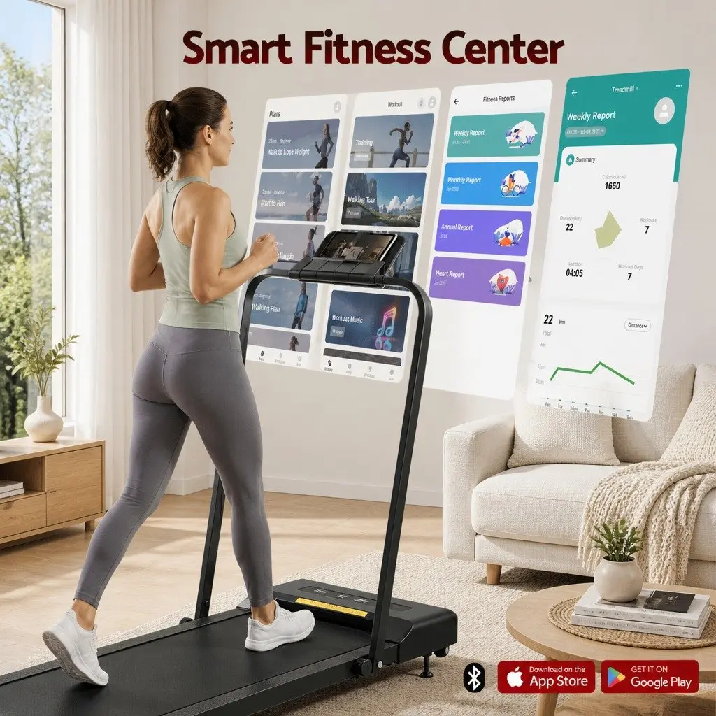 Foldable Electric Walking Pad Treadmill 380mm Black