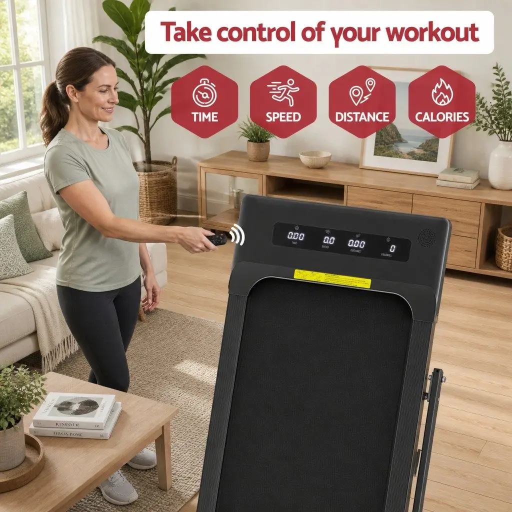Foldable Electric Walking Pad Treadmill 380mm Black