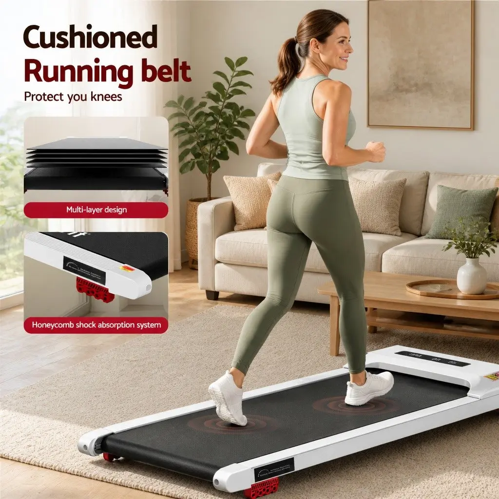 Electric Treadmill Compact Foldable 380mm White