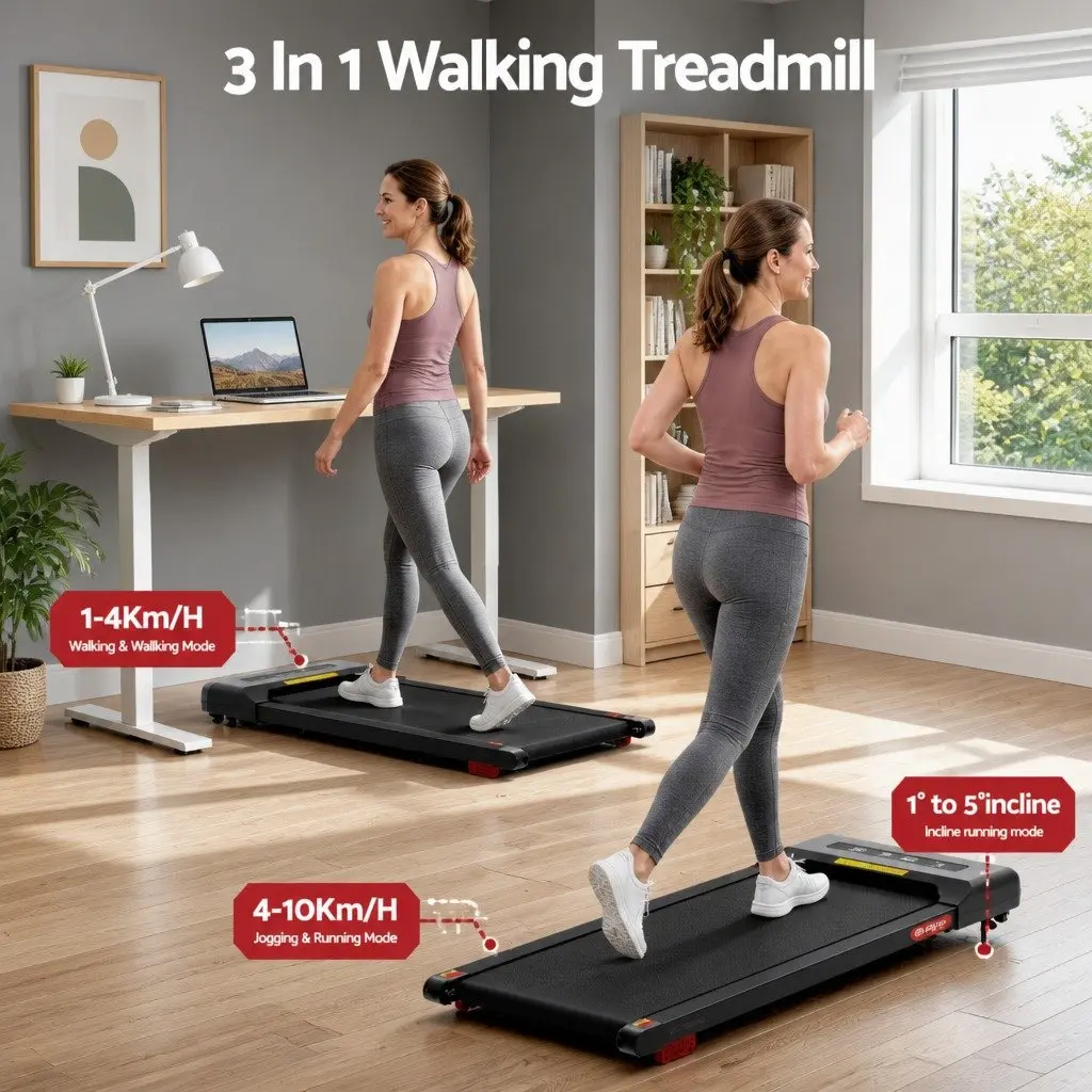 Treadmill Electric Compact Under Desk 380mm Black