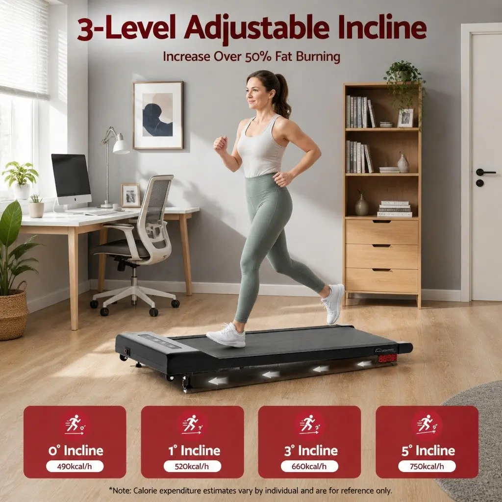 Treadmill Electric Compact Under Desk 380mm Black