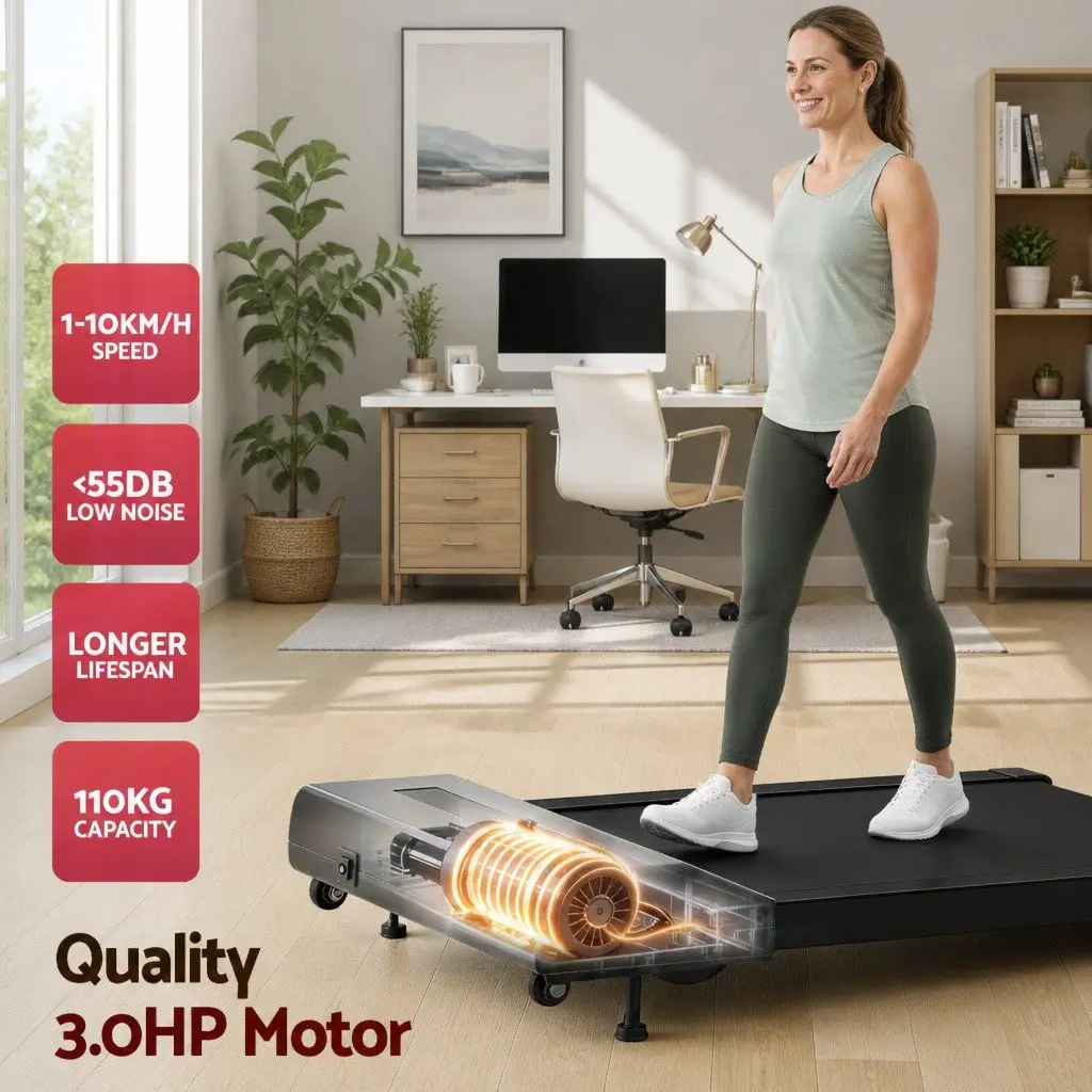 Treadmill Electric Compact Under Desk 380mm Black