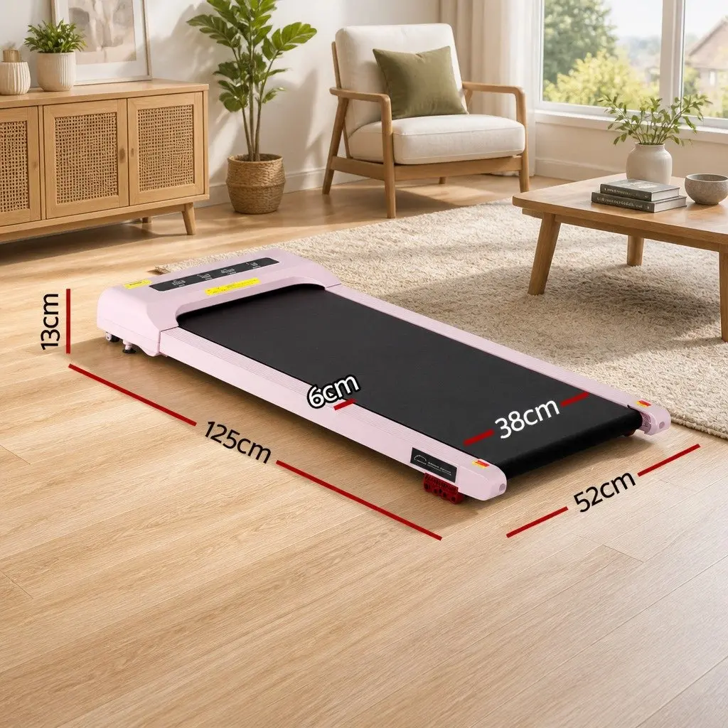 Electric Walking Pad Treadmill with Incline in Pink