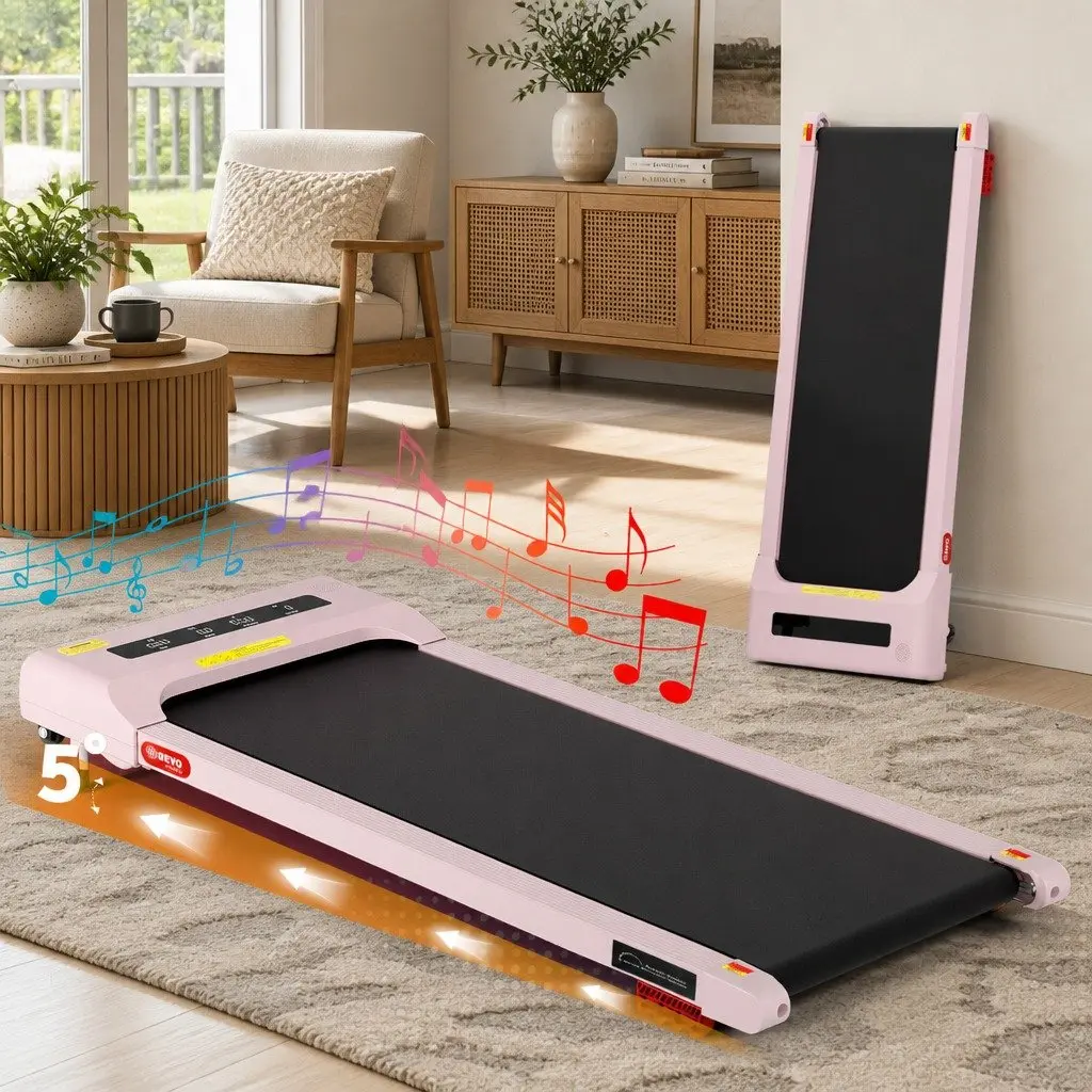 Electric Walking Pad Treadmill with Incline in Pink