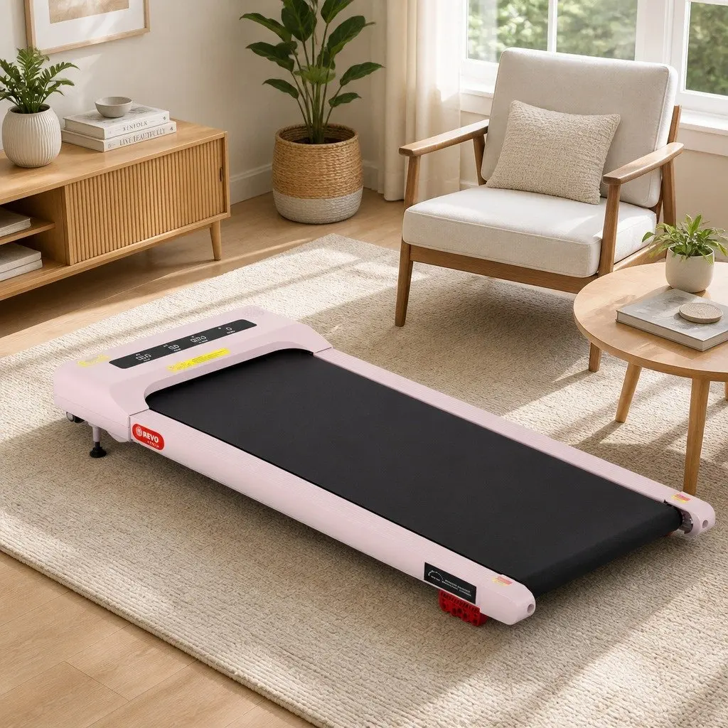 Electric Walking Pad Treadmill with Incline in Pink