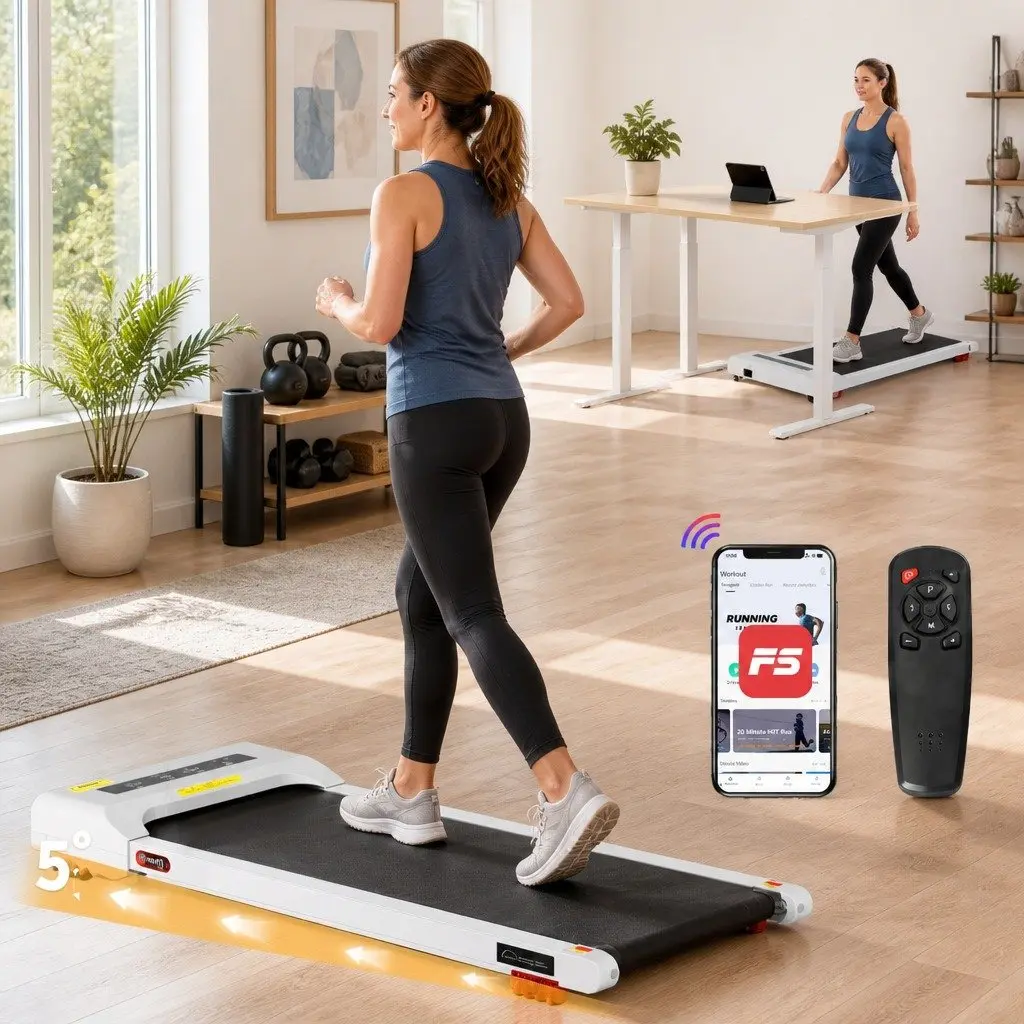 Electric Walking Pad Treadmill with Adjustable Incline