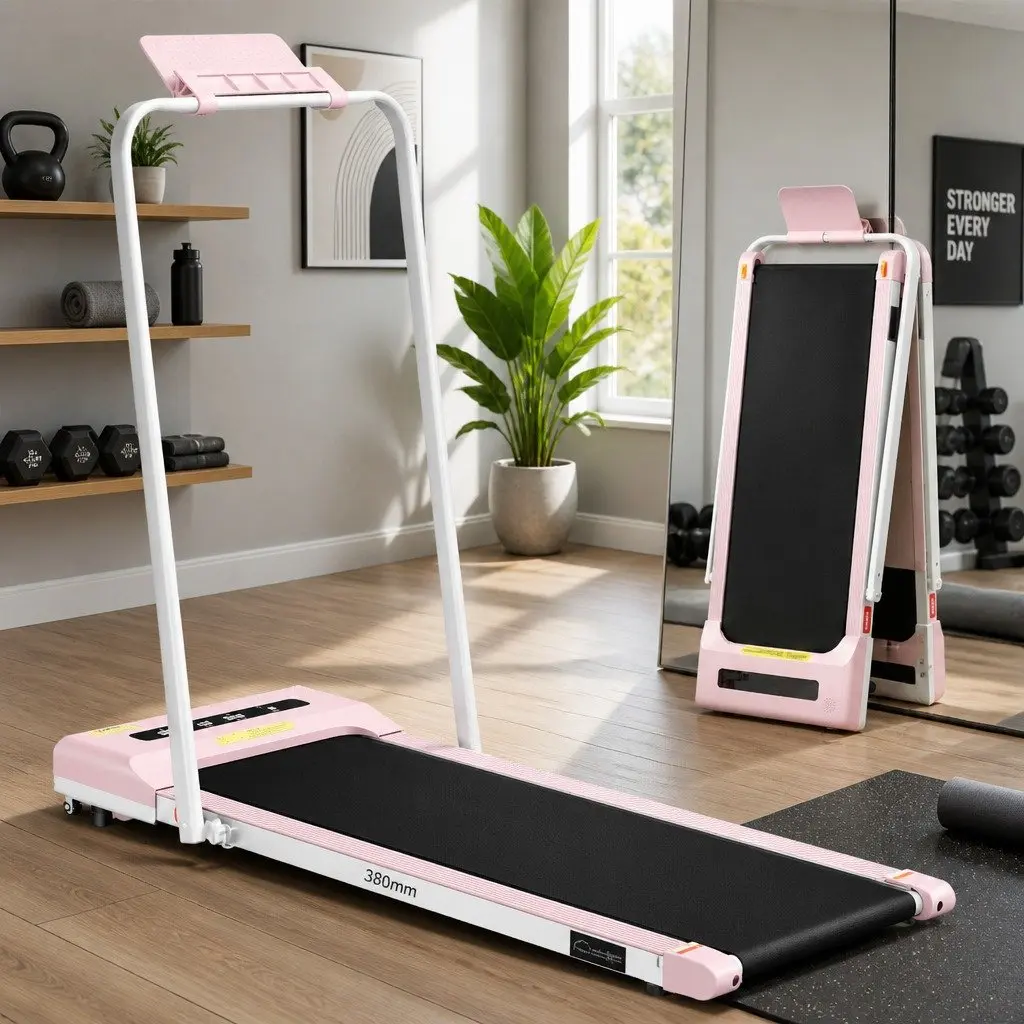 Electric Walking Pad Treadmill Foldable 380mm Pink