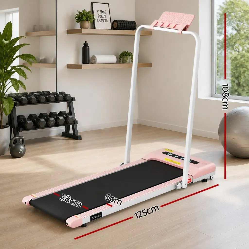Electric Walking Pad Treadmill Foldable 380mm Pink