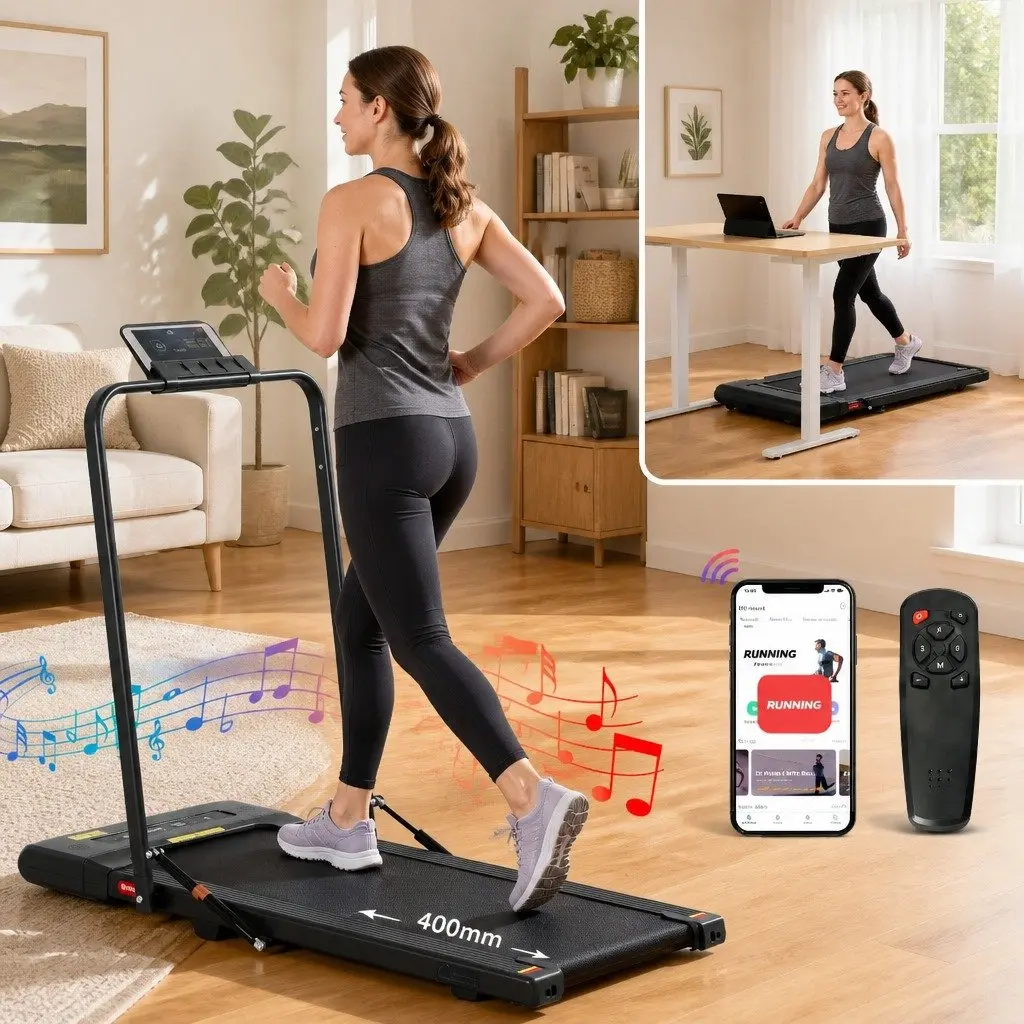 Foldable Electric Walking Pad Treadmill 400mm Black