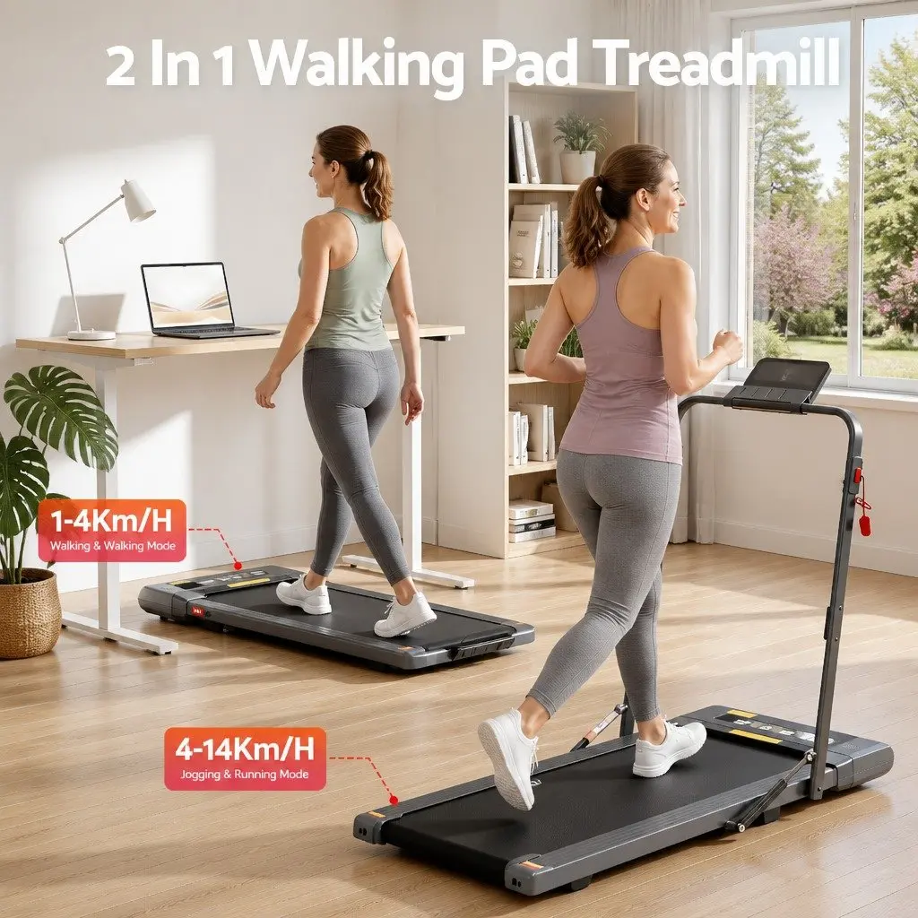 2 in 1 Electric Walking Pad Under Desk Treadmill