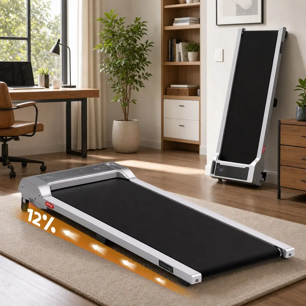 Treadmill 3 in 1 Compact Silver Under Desk Walking Pad 100 x 40 cm