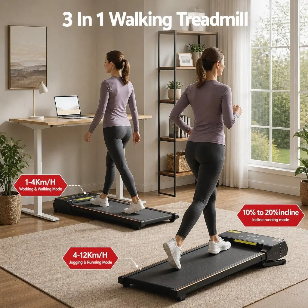 3 in 1 Walking Pad Treadmill with Auto Incline