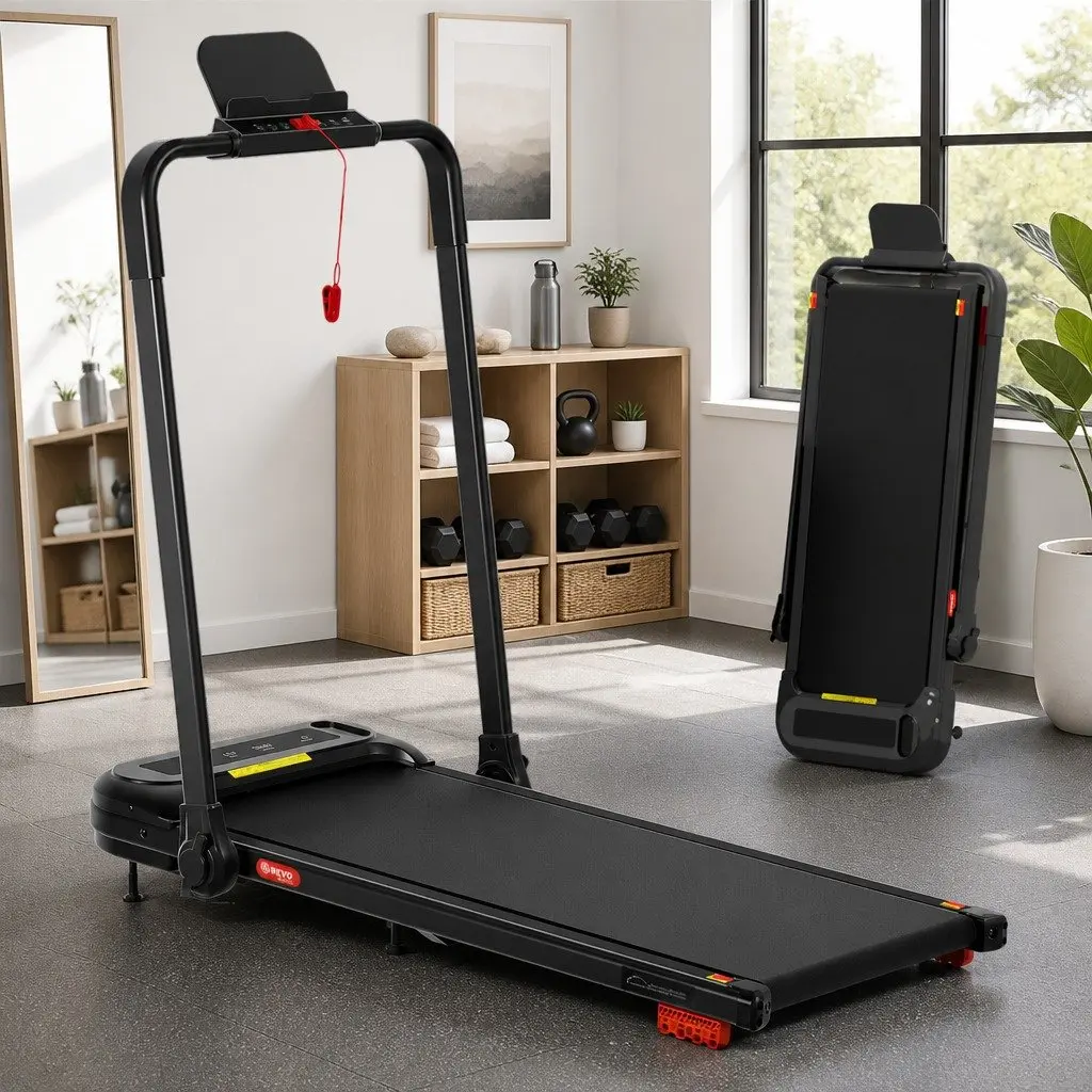 Electric Treadmill Compact Foldable Walking Pad 3 Level Incline Black