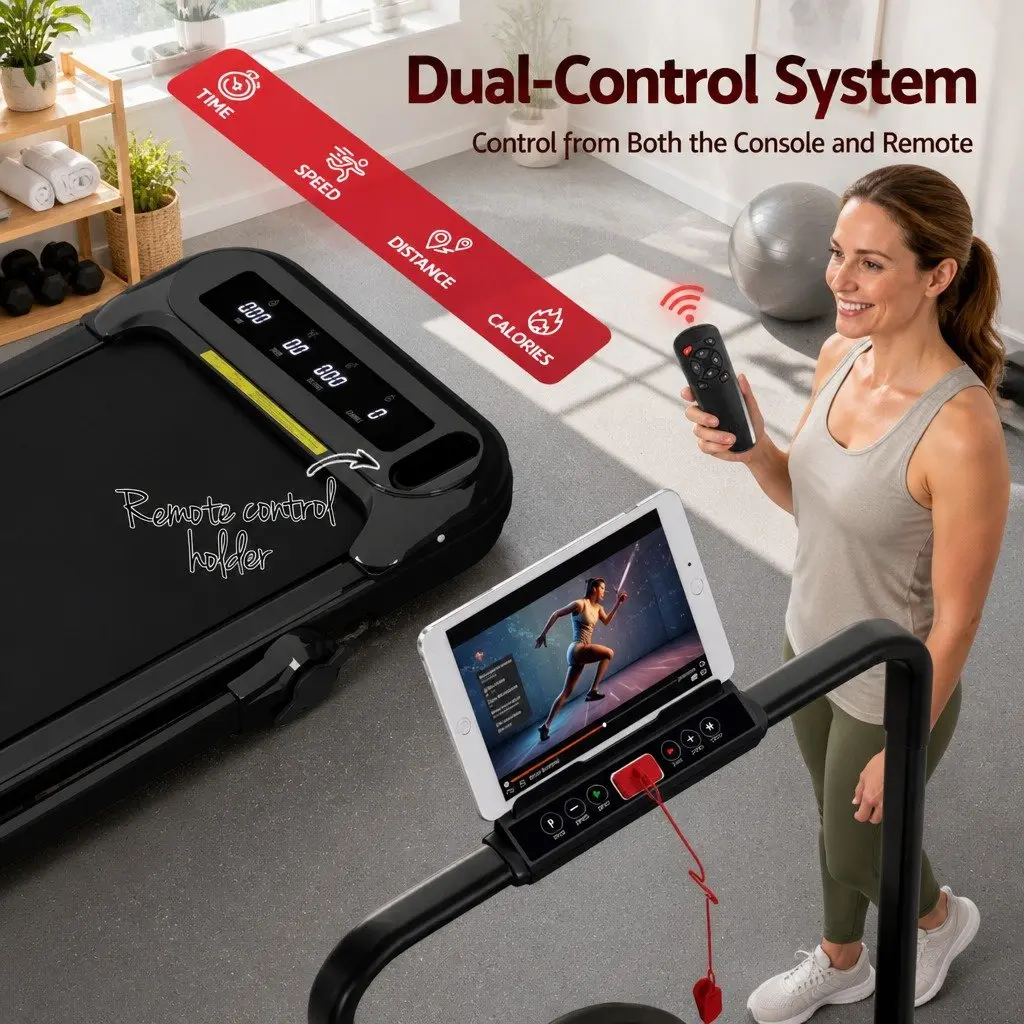 Electric Treadmill Compact Foldable Walking Pad 3 Level Incline Black