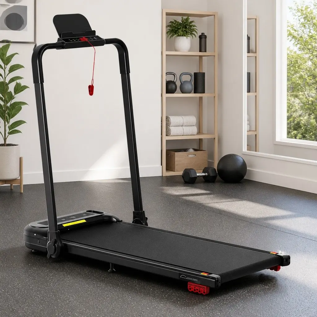 Electric Treadmill Compact Foldable Walking Pad 3 Level Incline Black