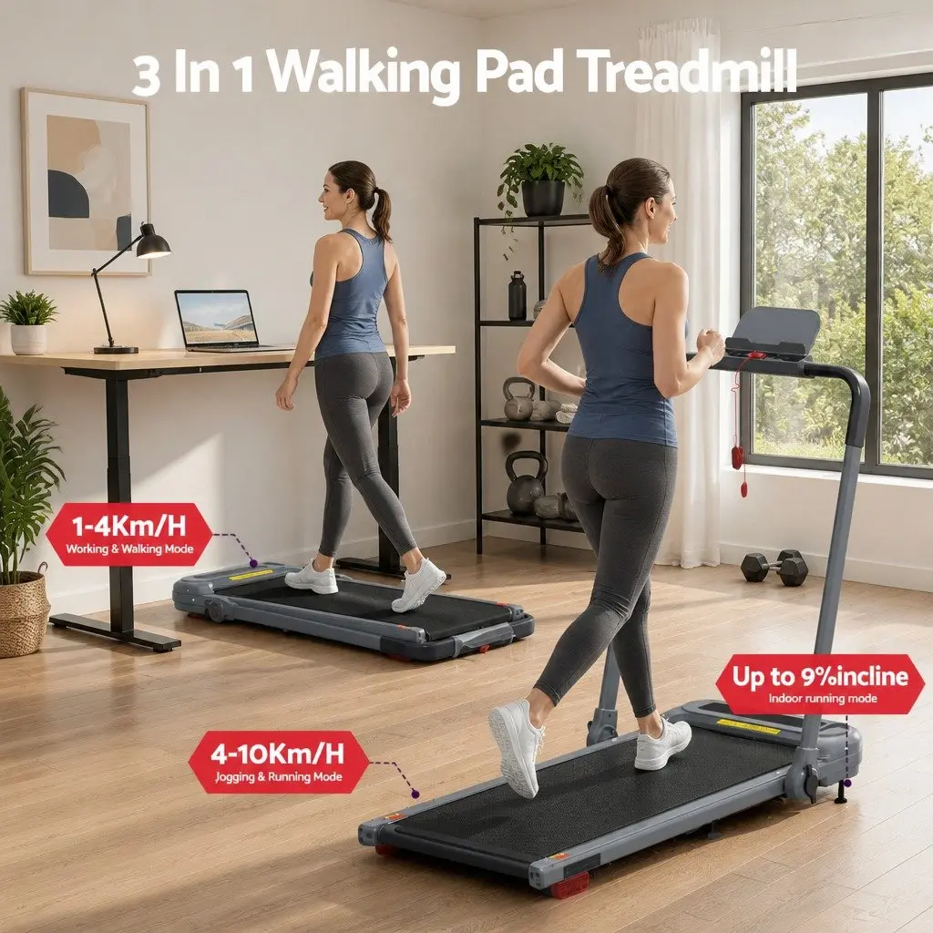 Electric Treadmill with 3-Level Incline