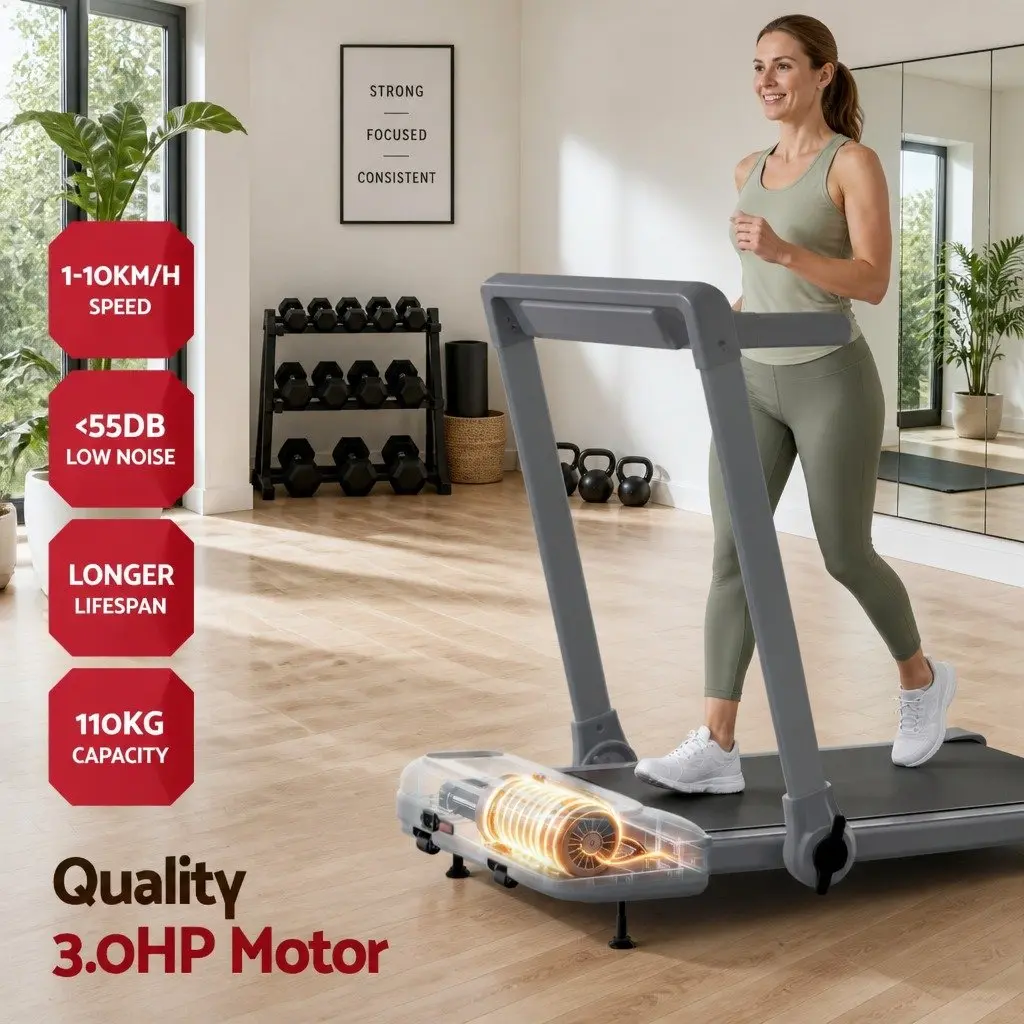 Electric Treadmill with 3-Level Incline