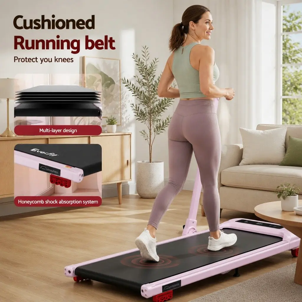 Pink Foldable Electric Treadmill with 3 Incline Levels
