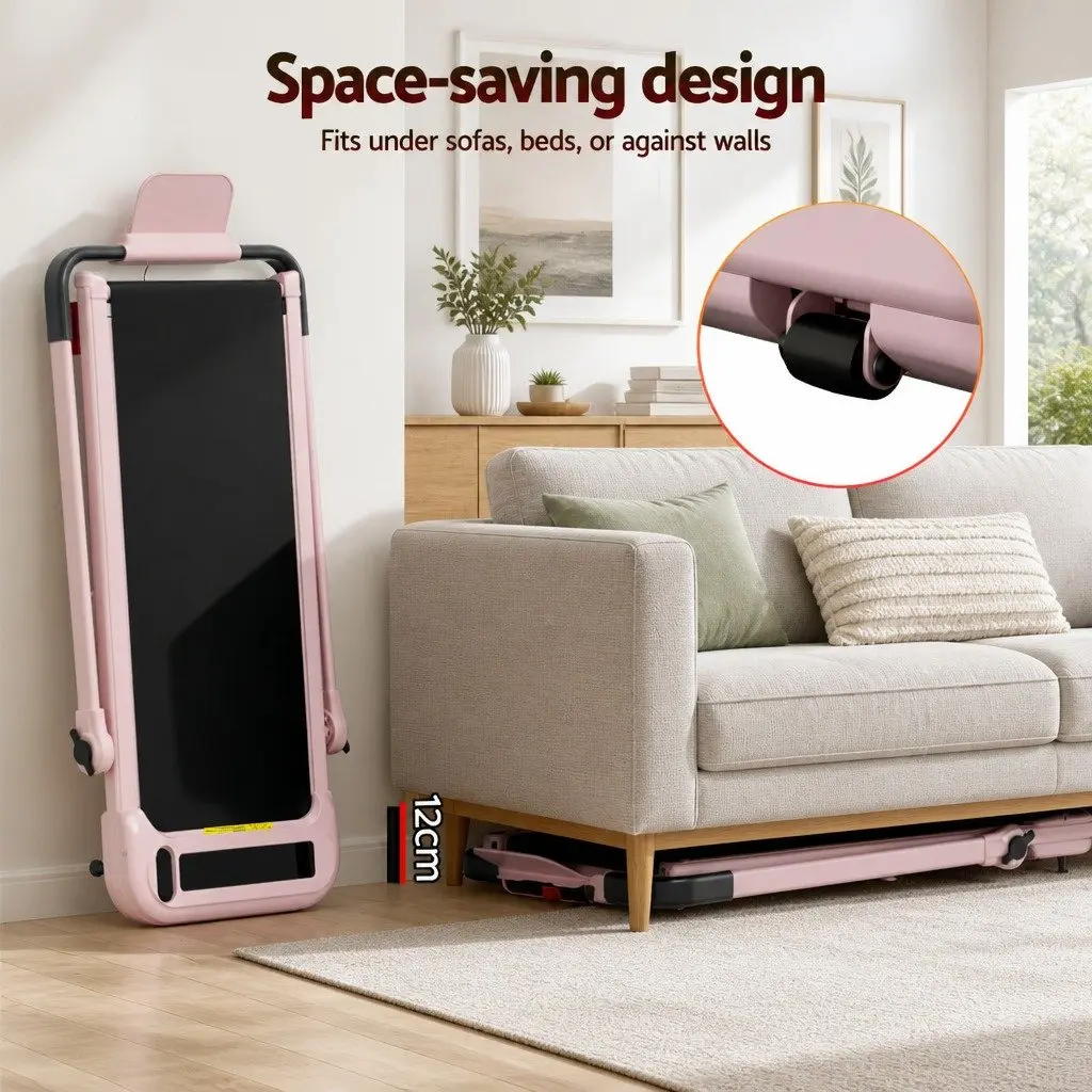Pink Foldable Electric Treadmill with 3 Incline Levels