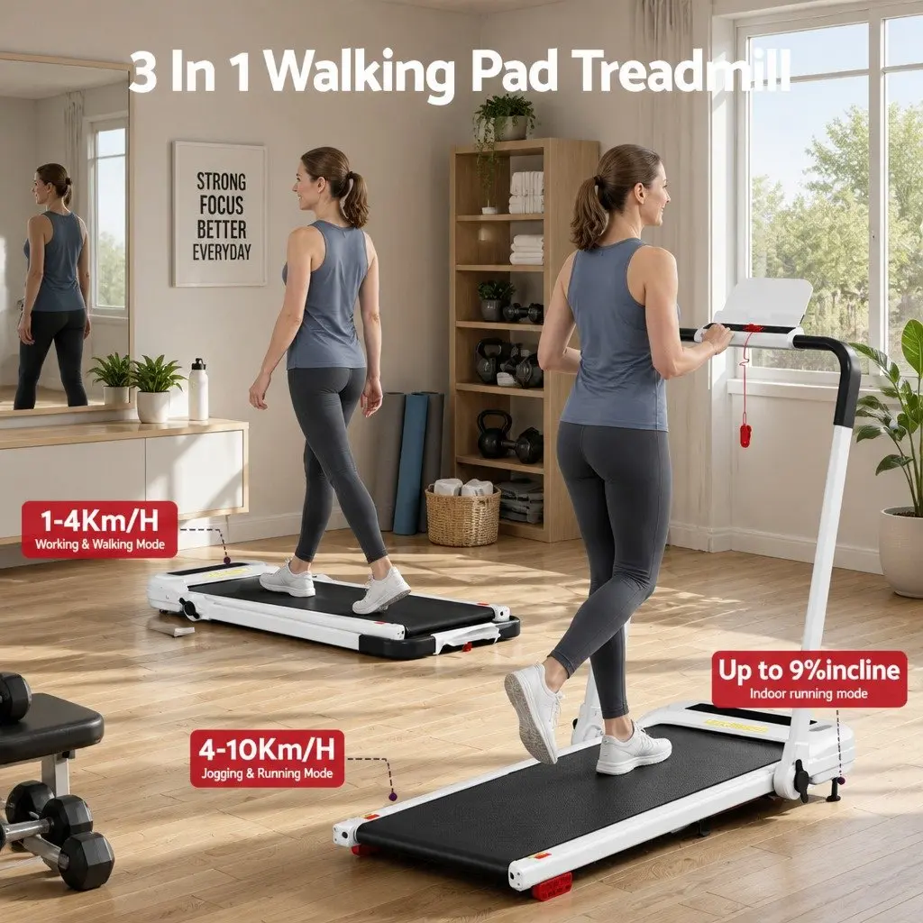 Foldable Electric Walking Pad Treadmill with Incline Options