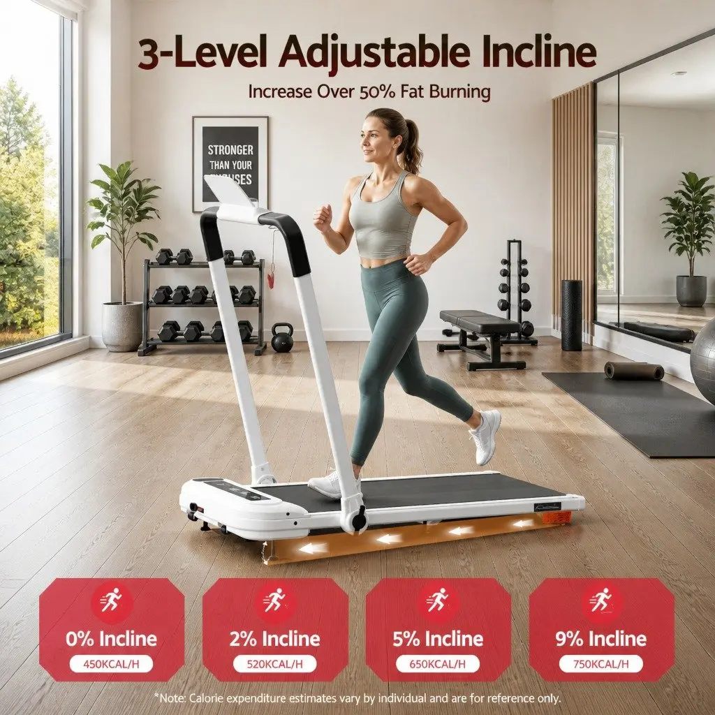 Foldable Electric Walking Pad Treadmill with Incline Options