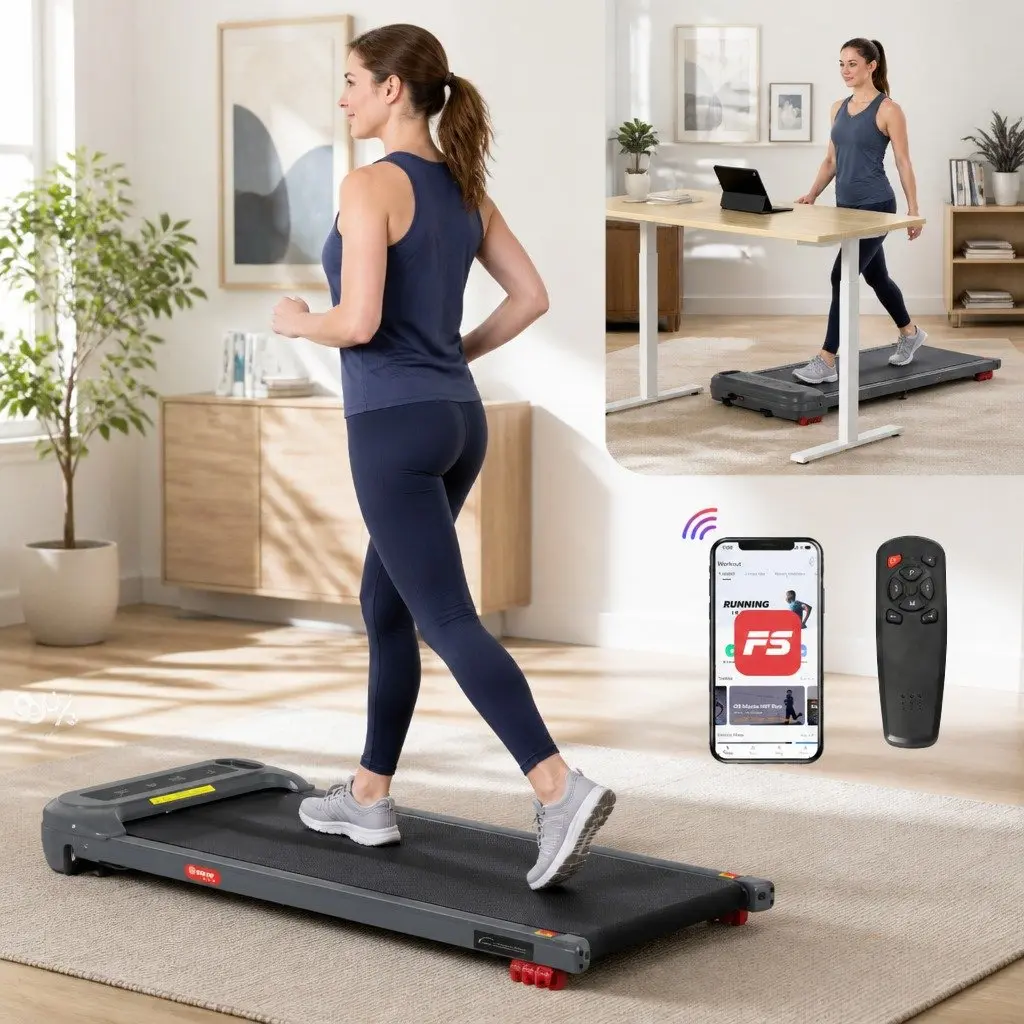 Treadmill Electric Compact Under Desk 3 Level Incline Grey