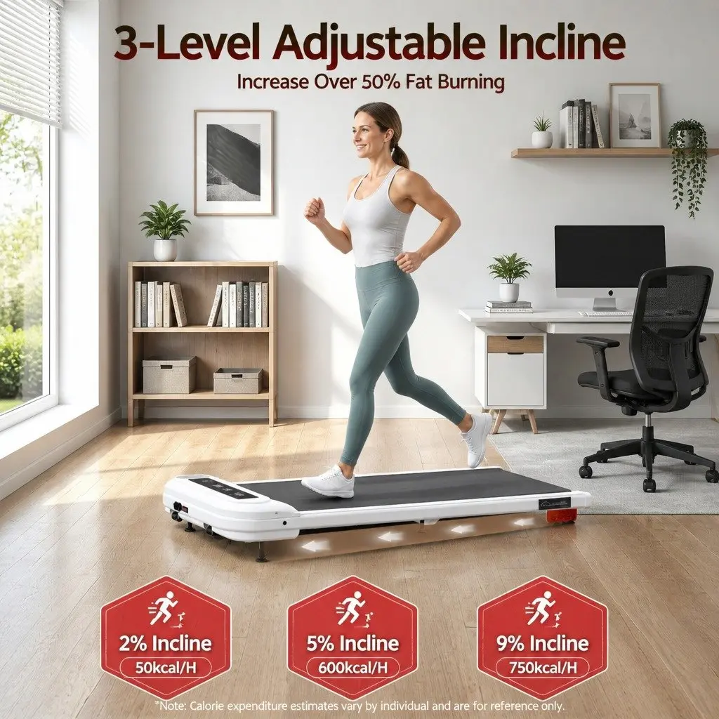 Electric Walking Pad Treadmill with 3 Incline Levels