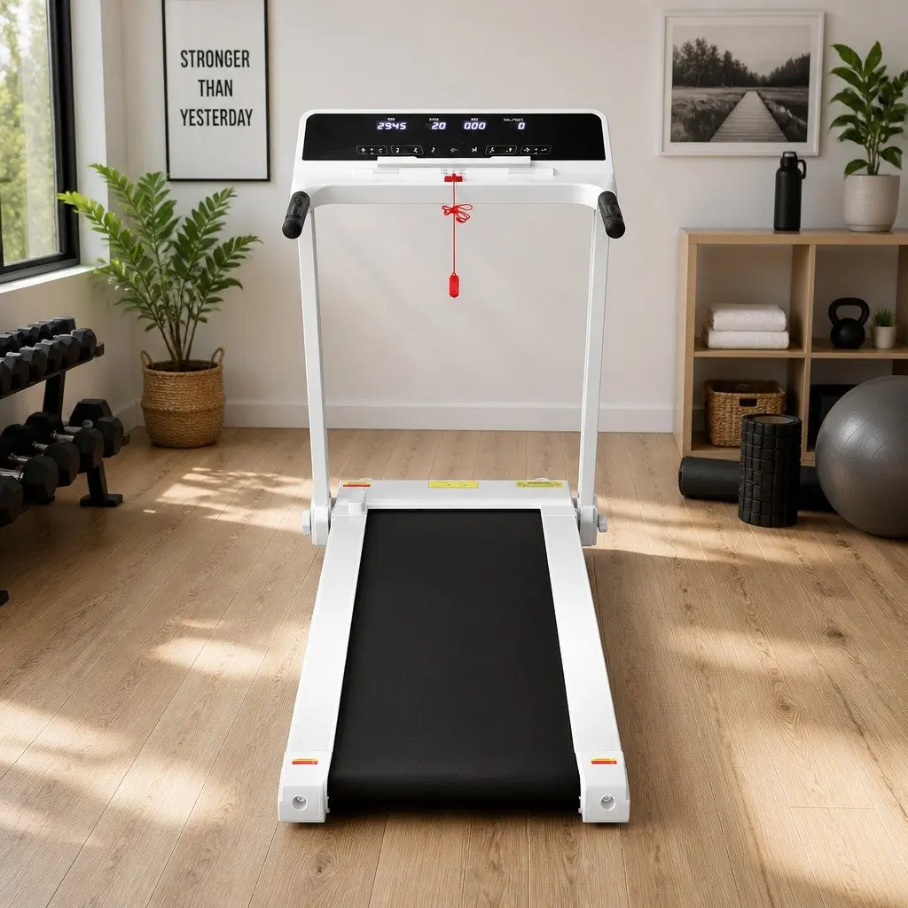 Electric Treadmill with 12 Programs in White
