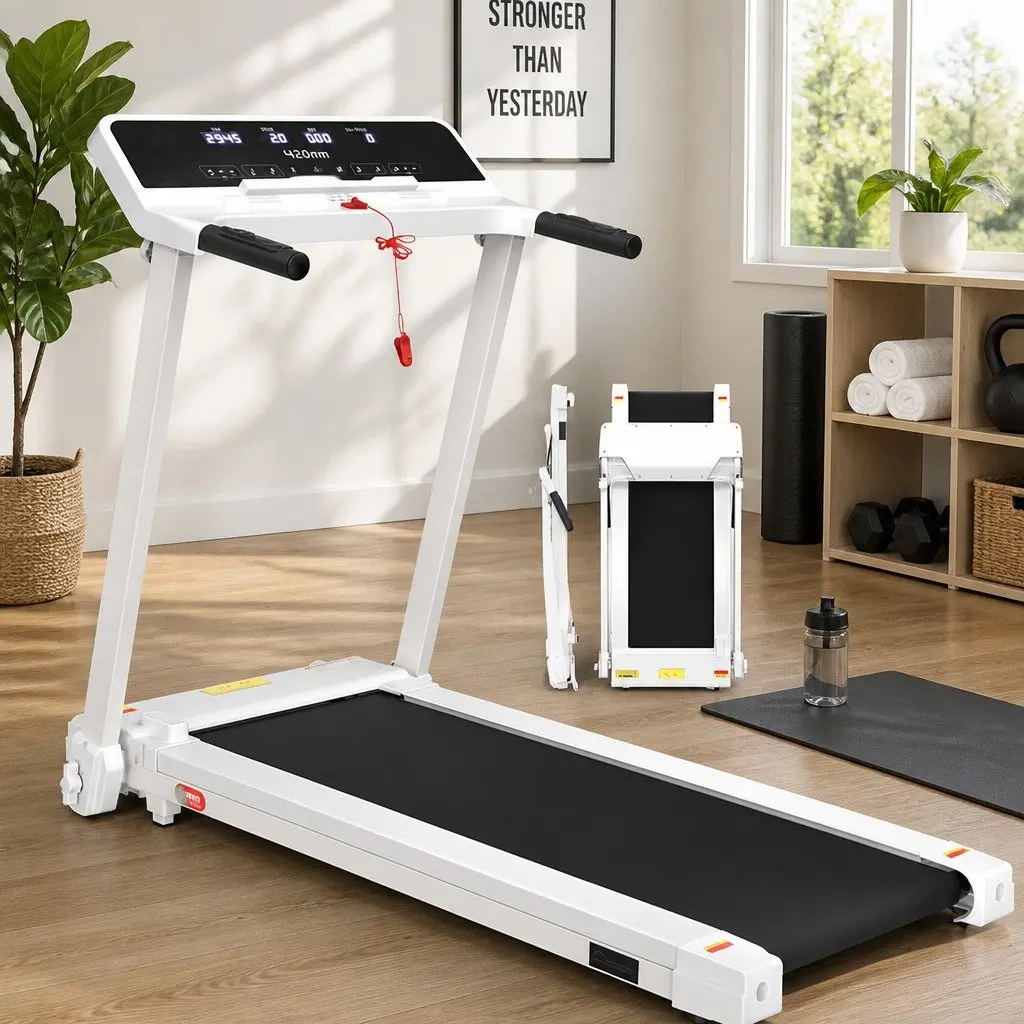 Electric Treadmill with 12 Programs in White