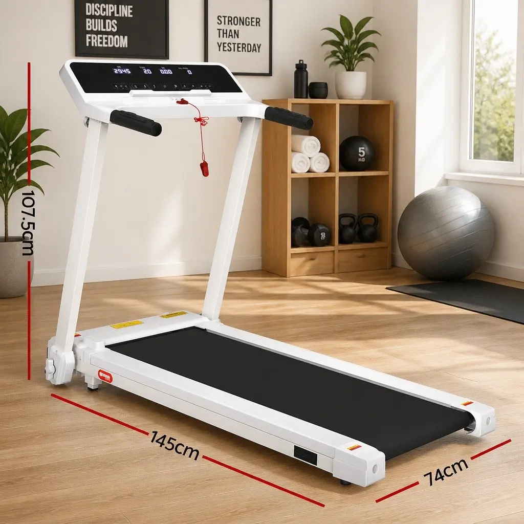 Electric Treadmill with 12 Programs in White