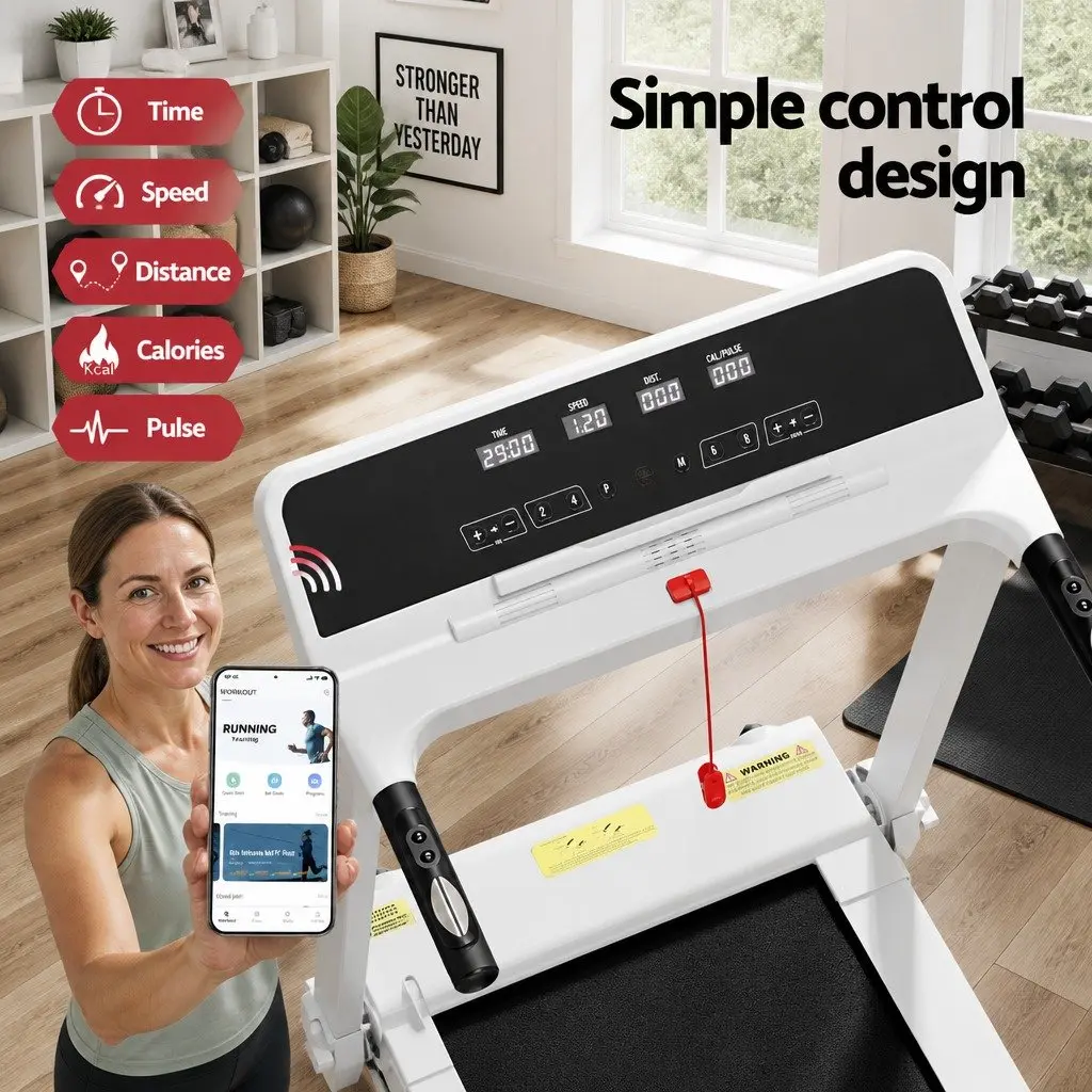 Electric Treadmill with 12 Programs in White