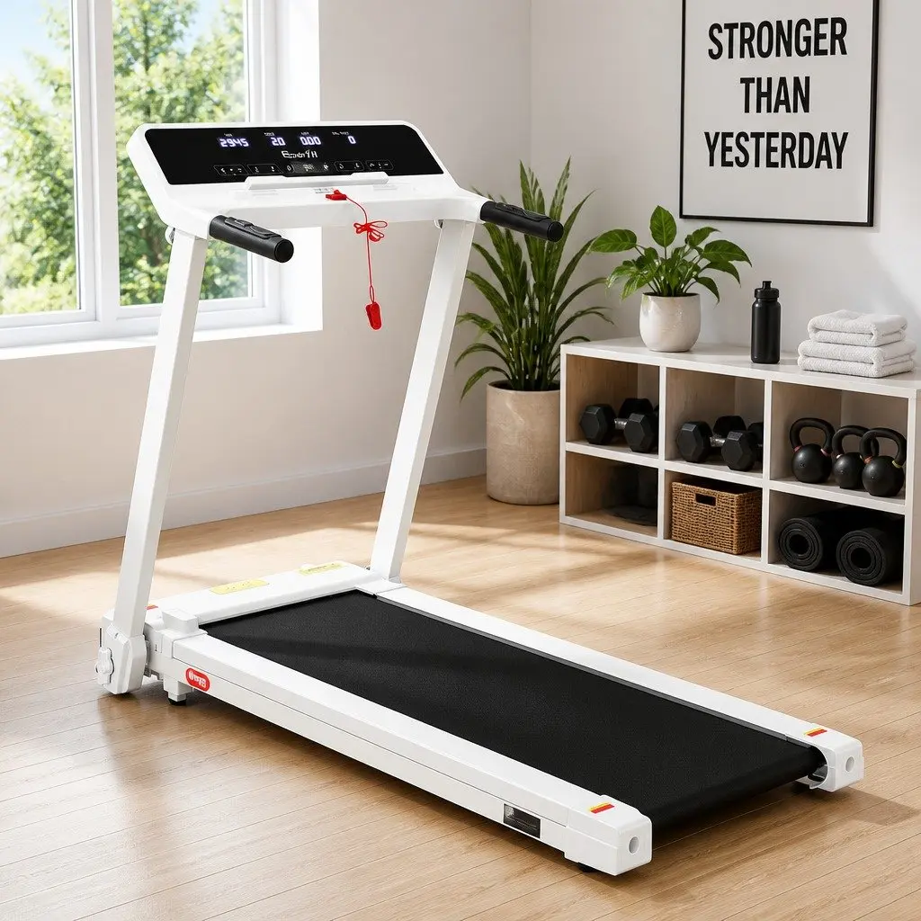 Electric Treadmill with 12 Programs in White