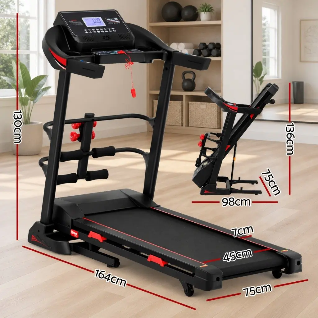Electric Treadmill Composite Steel 164cm x 75cm x 130cm Black